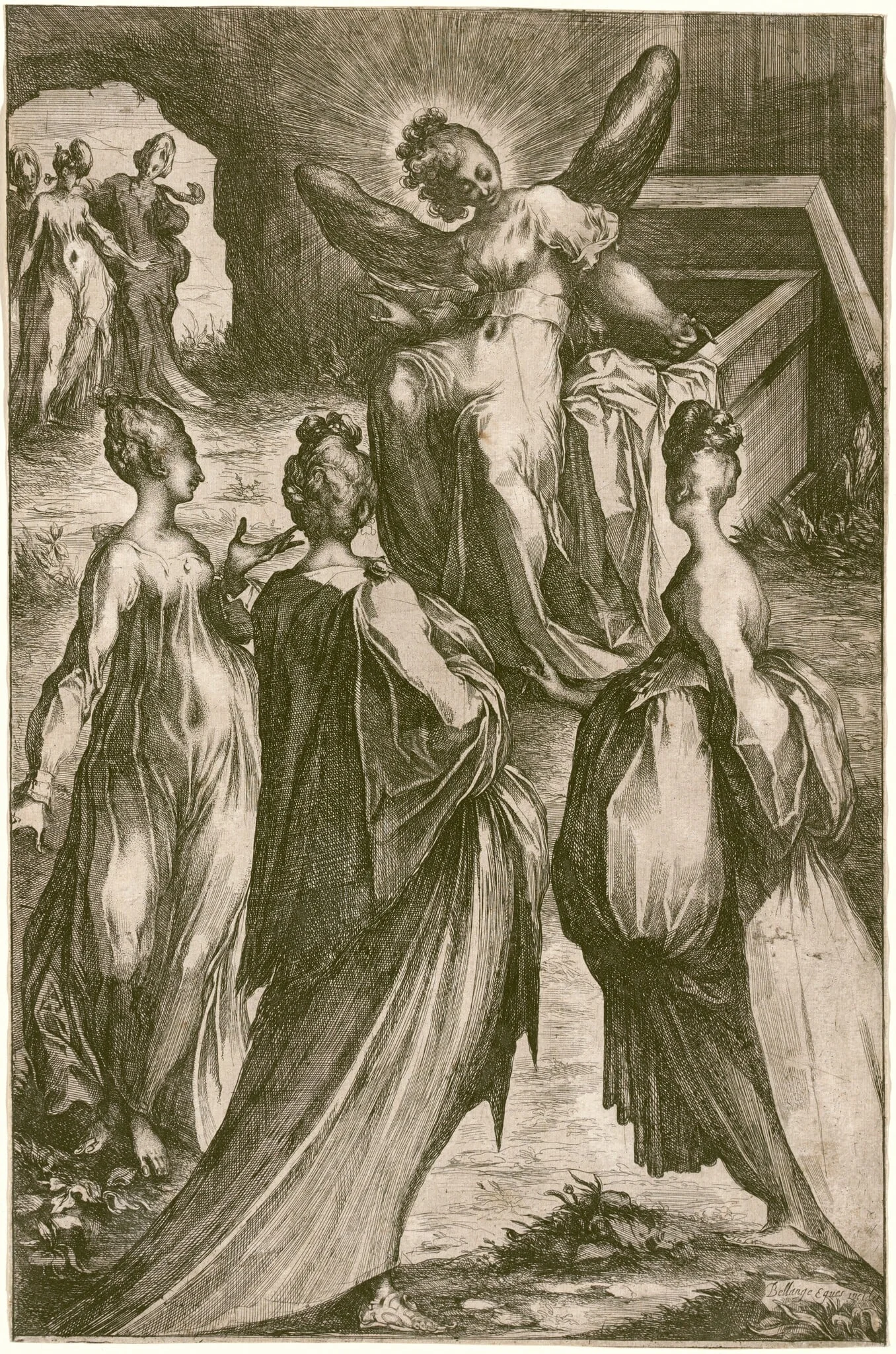 The Three Marys at the Tomb, by Jacques Bellange, ink, 1605