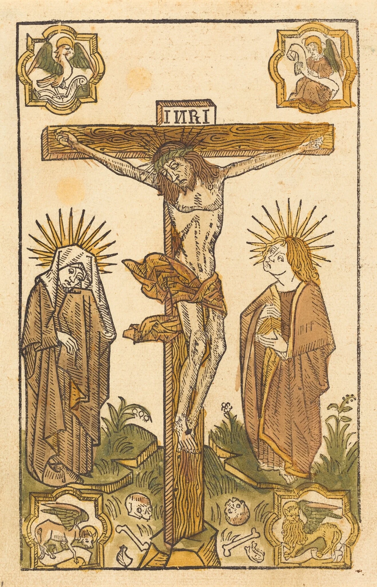 Christ on the Cross, by German 15th Century, ink, 1485