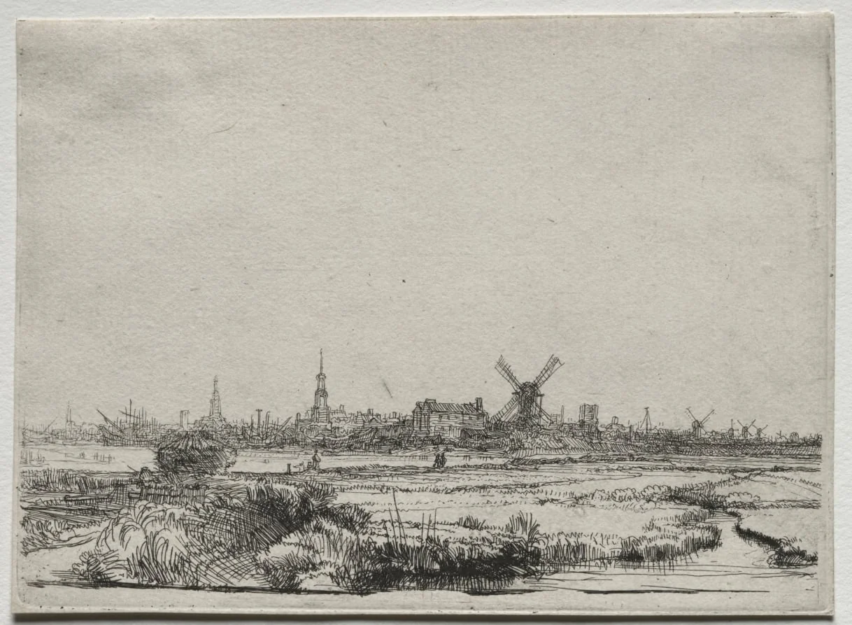 View of Amsterdam from the North West, by Rembrandt, 1640