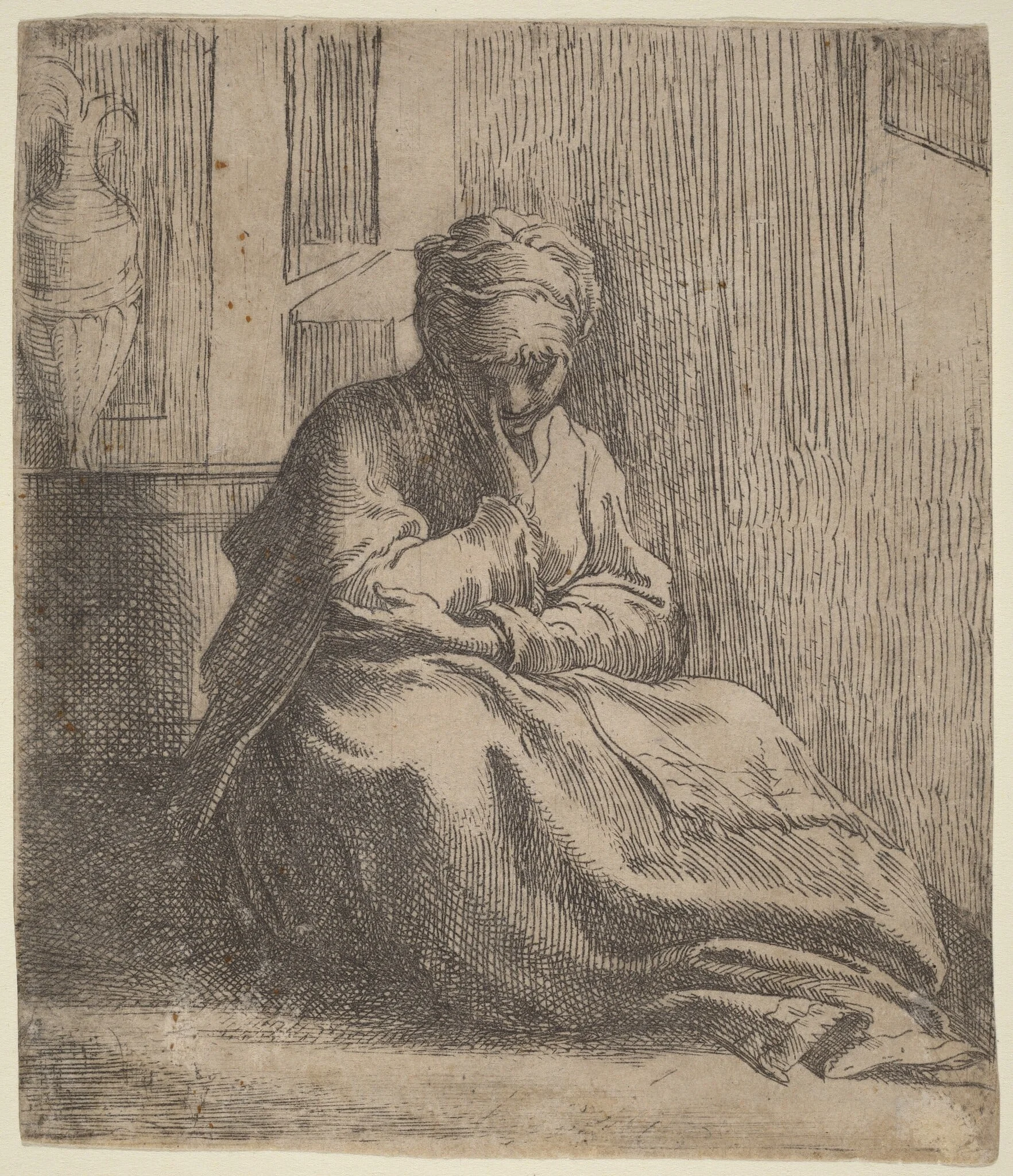 Saint Thaïs, by Parmigianino, ink, 1522