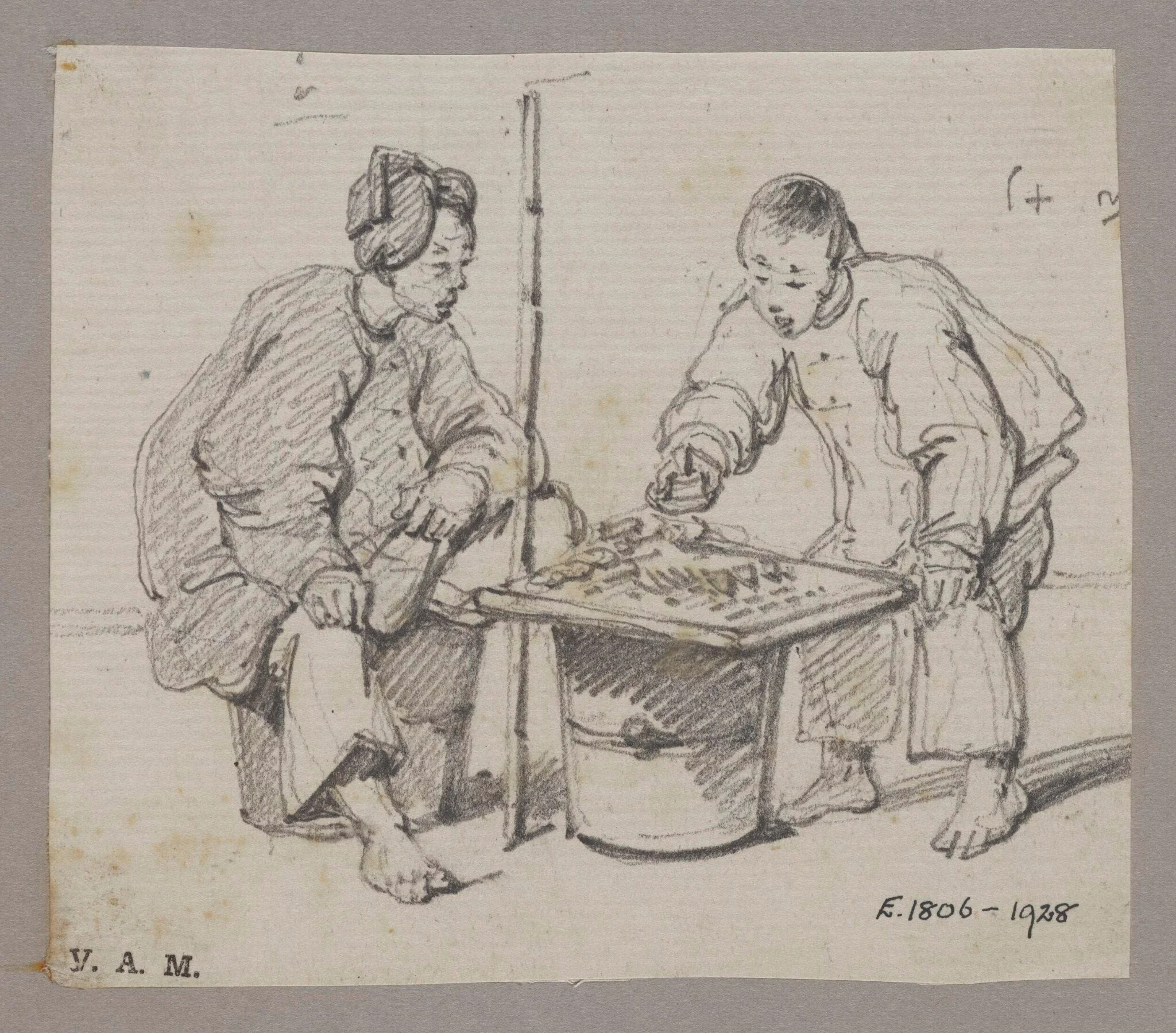 A vendor and customer, by George Chinnery, 19