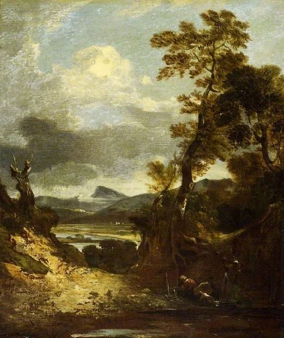 Landscape, by 7th Baronet Sir George Beaumont, oil, 1825