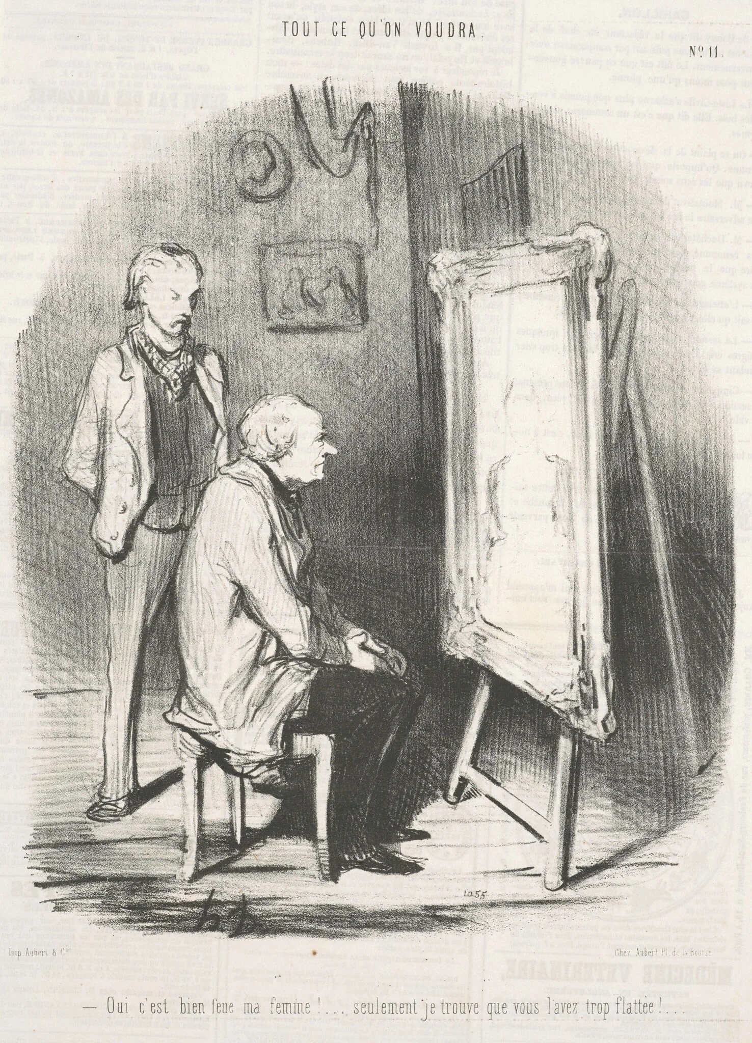 Oui c'est bien feue ma femme! ..., by Honoré Daumier, ink, 1847