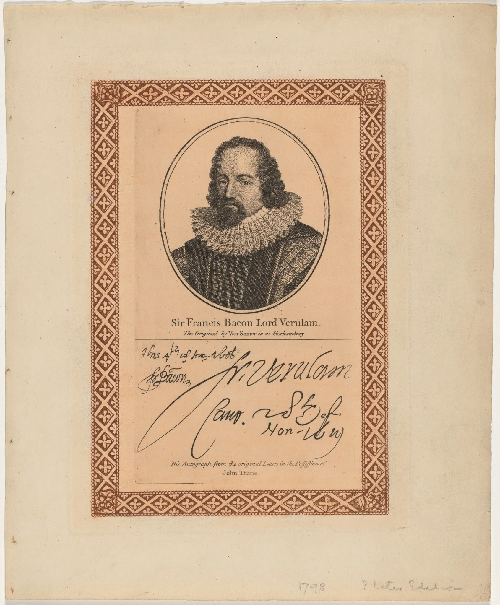 Sir Francis Bacon, Lord Verulam, by Unknown, 1790