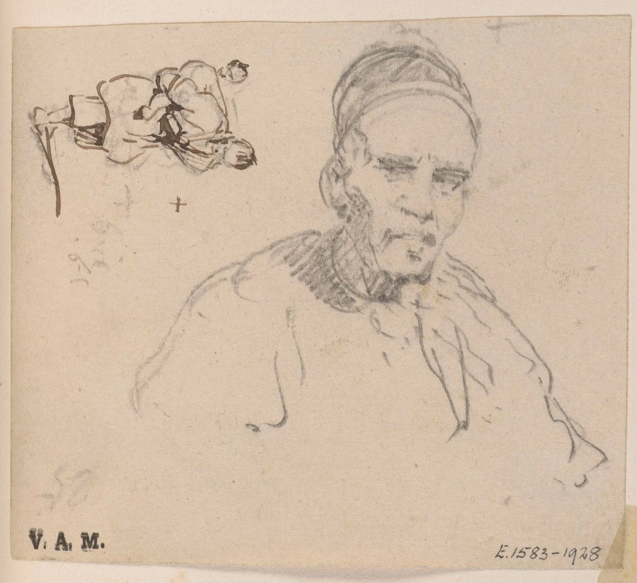 A Chinese man, and a boatwoman carrying a child, by George Chinnery, 19