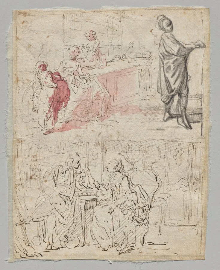 Theatre Scene (recto), by Gabriel de Saint-Aubin, 1770