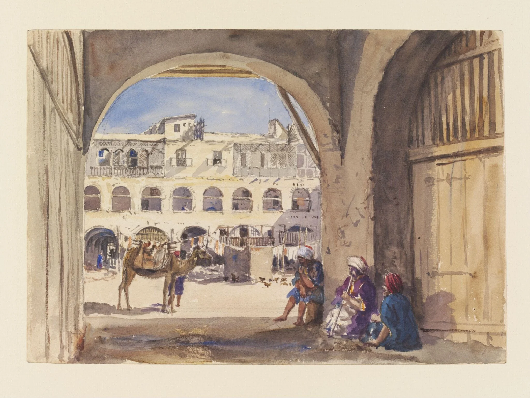 Entrance to the new Ockella  Great Square of Alexandria, by William Carpenter, watercolor, 1853