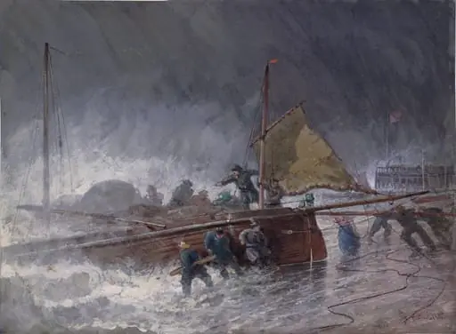 Deal Lugger putting off in a Storm