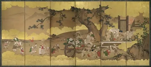 狩野周信筆  七福神唐子図屏風|Seven Gods of Good Fortune and Chinese Children