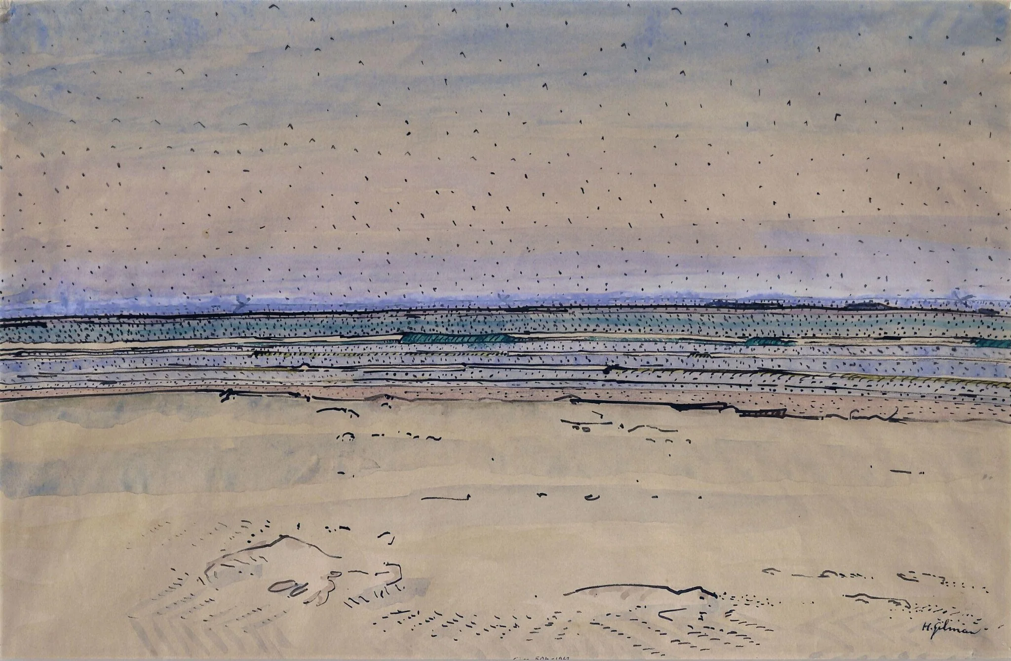 Seascape, by Harold Gilman, watercolor, 1917