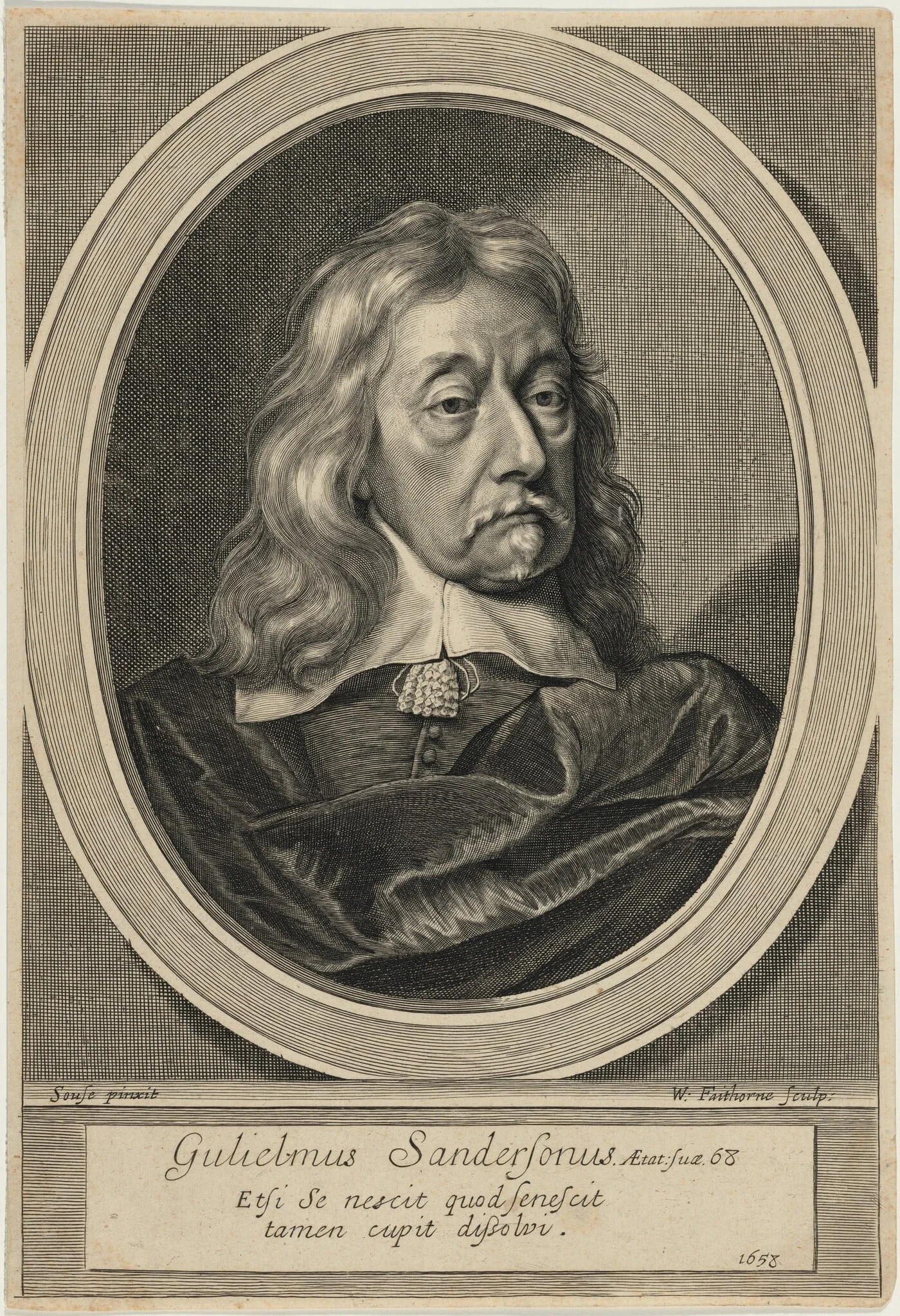 Sir William Sanderson, by William Faithorne, ink, 1658