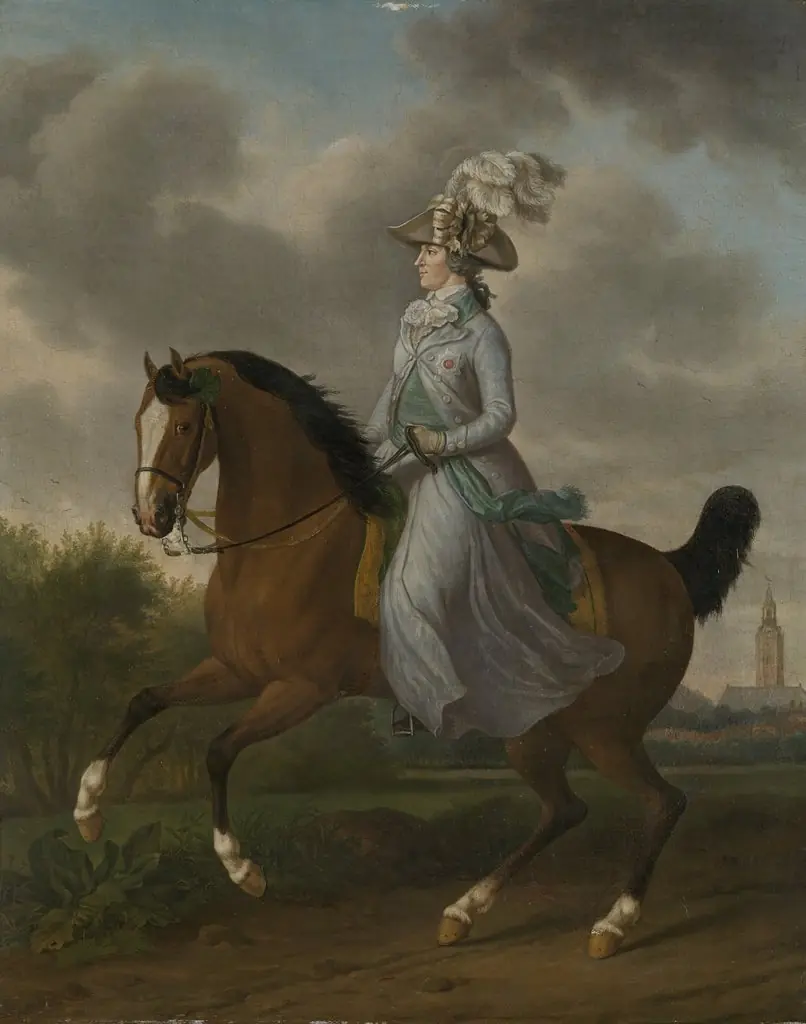 Equestrian Portrait of Wilhelmina of Prussia, Consort of Prince William V (Frederika Sophia Wilhelmina)