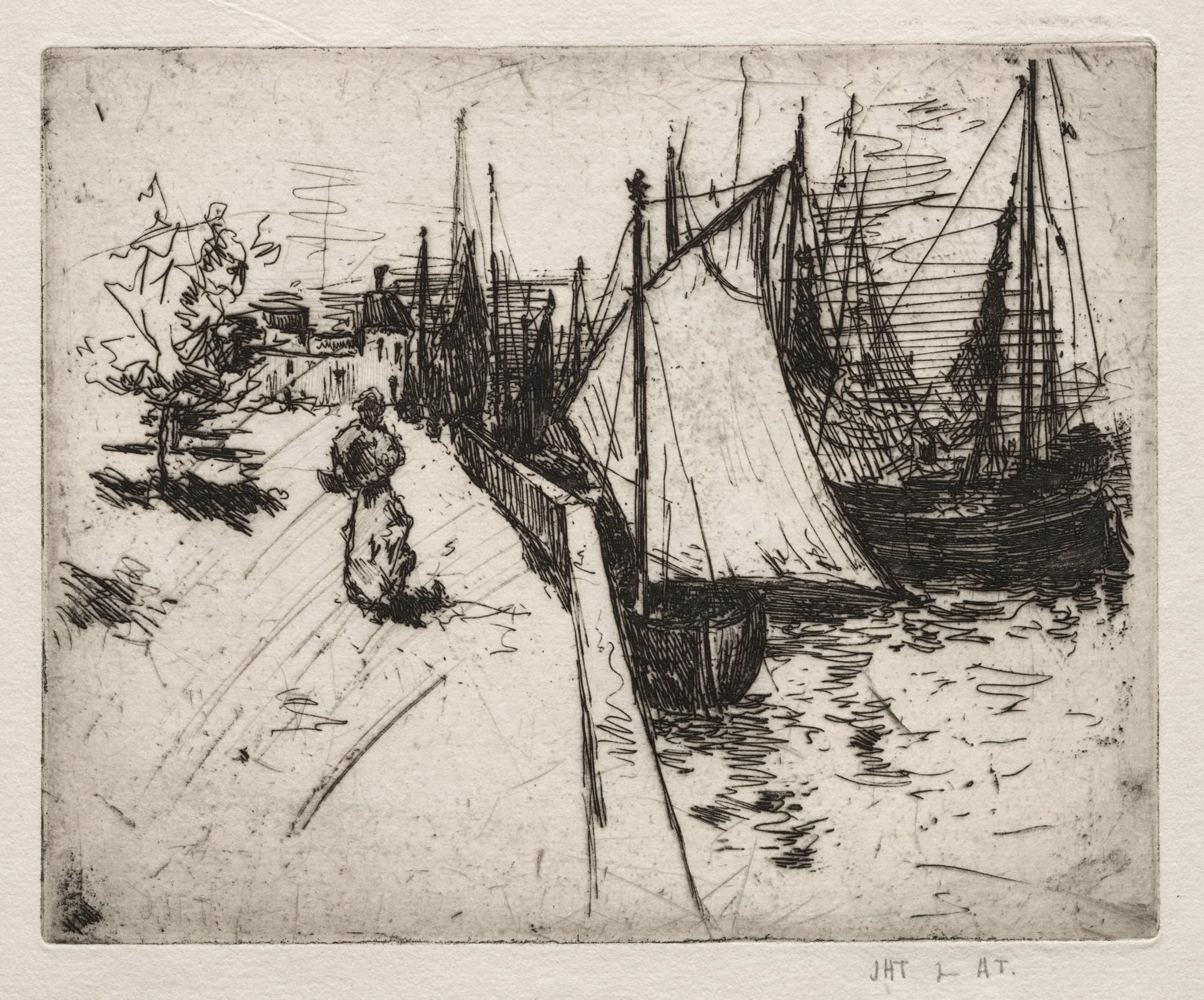 Woman on Quay, Honfleur, by John Henry Twachtman, 1884