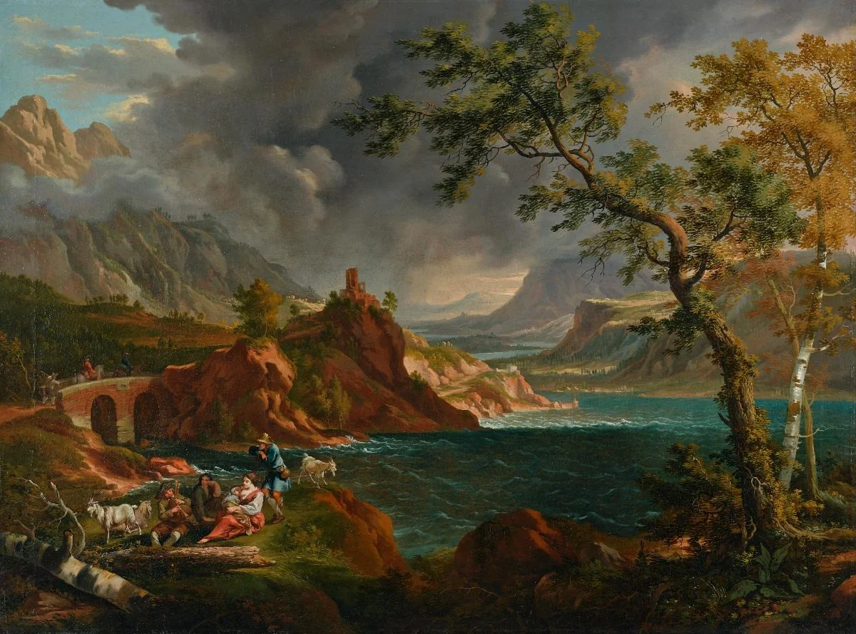 Seelandschaft mit Gewitter, by Johann Balthasar Bullinger, oil, 1752