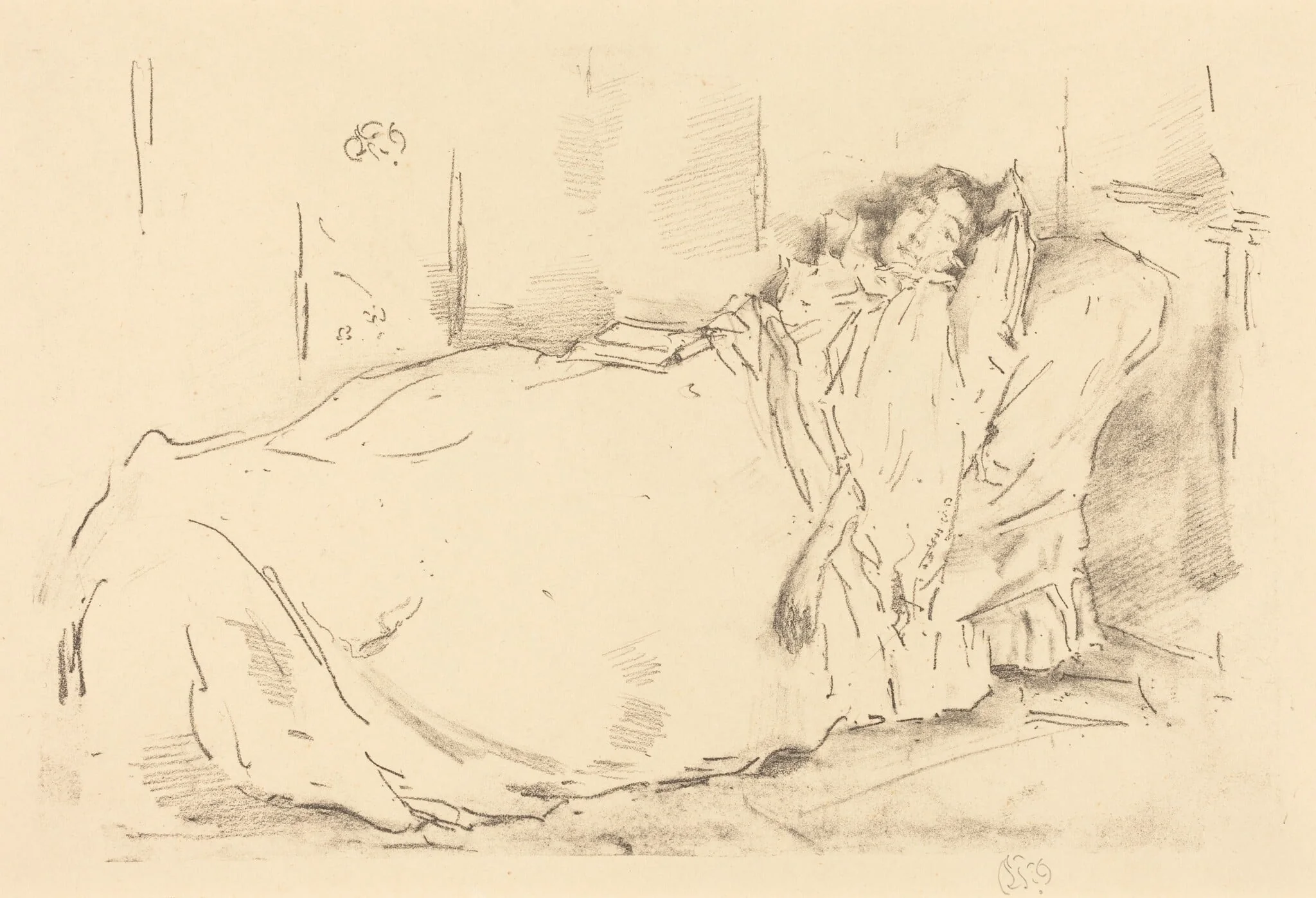 The Siesta, by James McNeill Whistler, ink, 1896