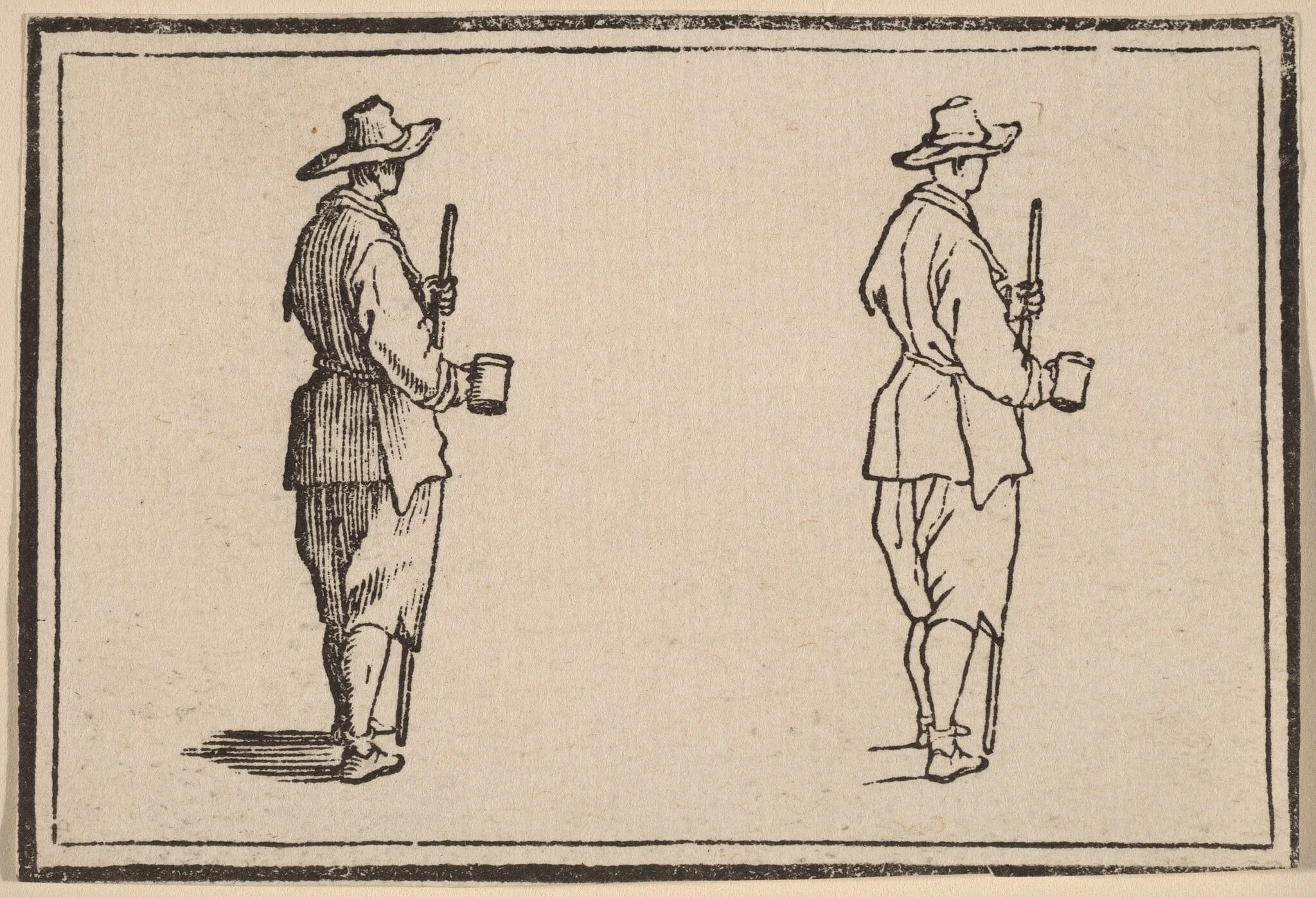 Peasant with a Cup, by Edouard Eckman, ink, 1621