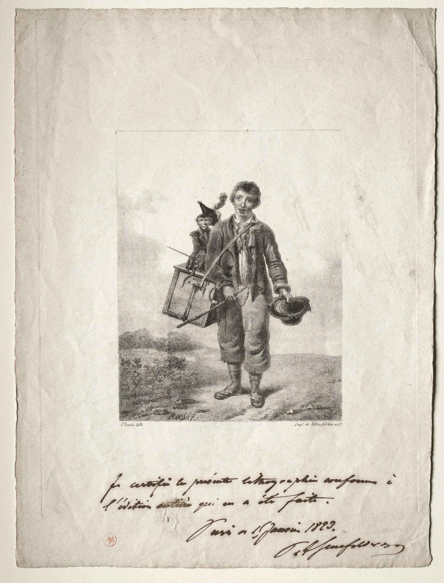 Organ-Grinder Boy, by Alois Senefelder, 1829