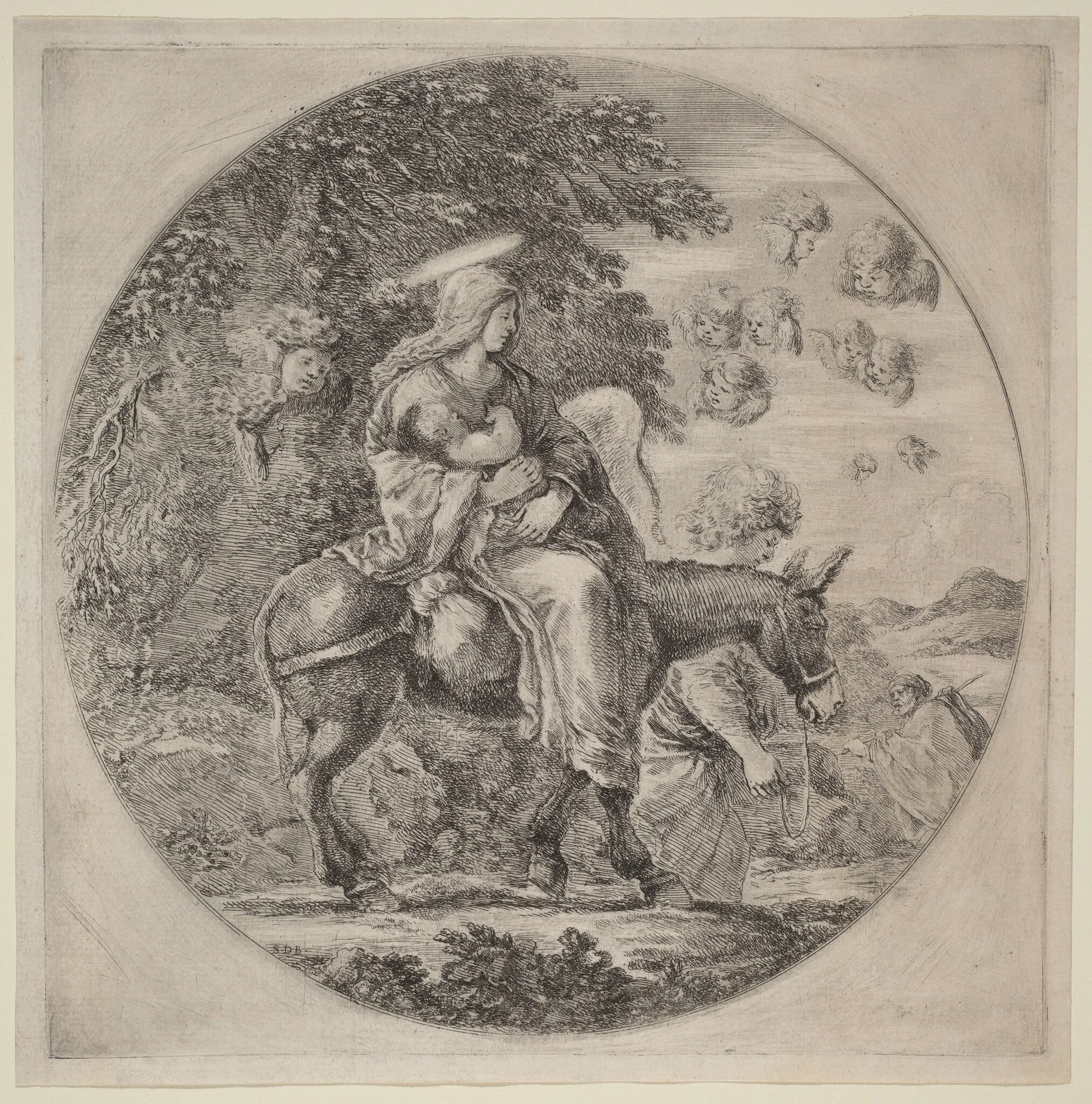 The Flight into Egypt, by Stefano Della Bella, ink, 1662