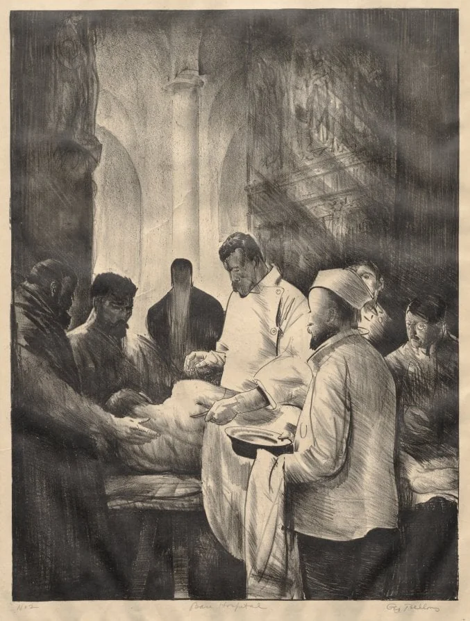 War Series:  Base Hospital, Second Stone, by George Bellows, 1918