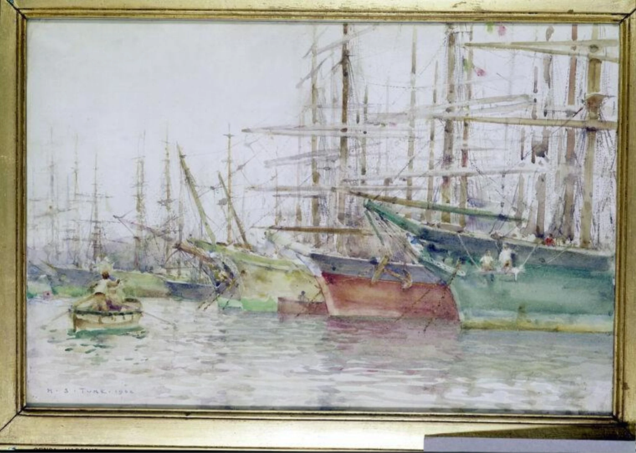 Genoa Harbour, by Henry Scott Tuke, watercolor, 1904