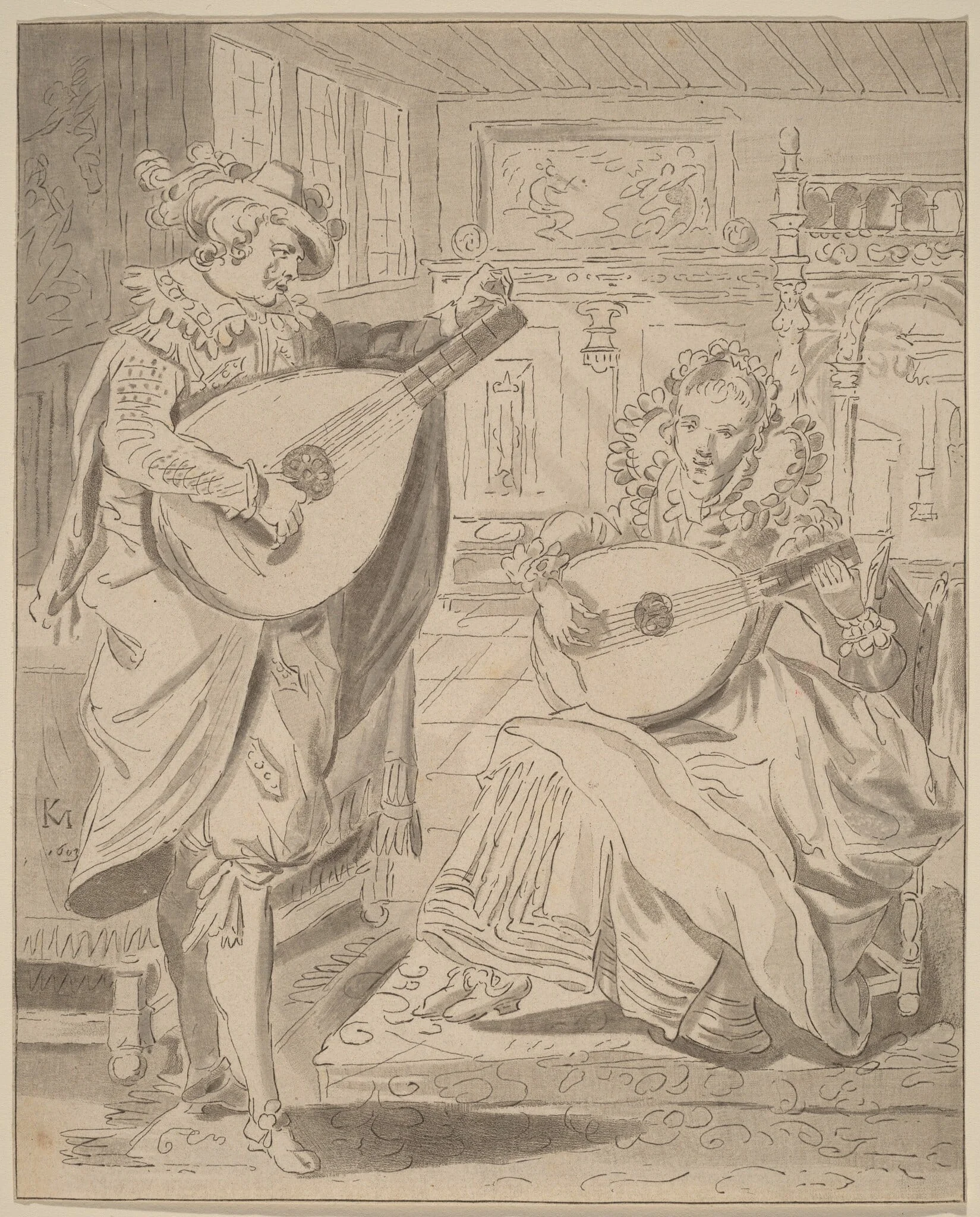 Musical Company, by Jacobus Buys, ink, 1772