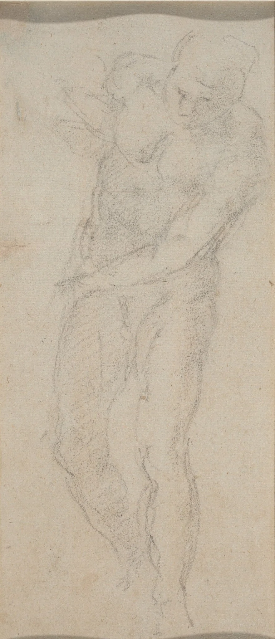 Male Nude [verso], by Michelangelo, chalk, 1560