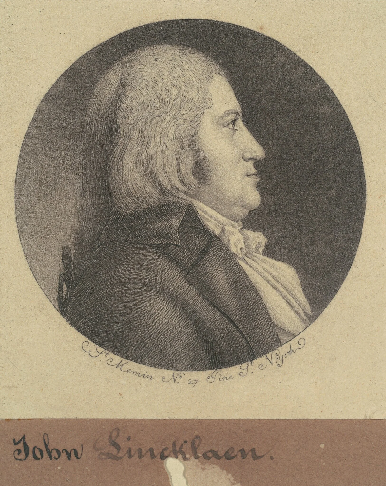 John Lincklaen, by Charles Balthazar Julien Févret de Saint-Mémin, ink, 1796