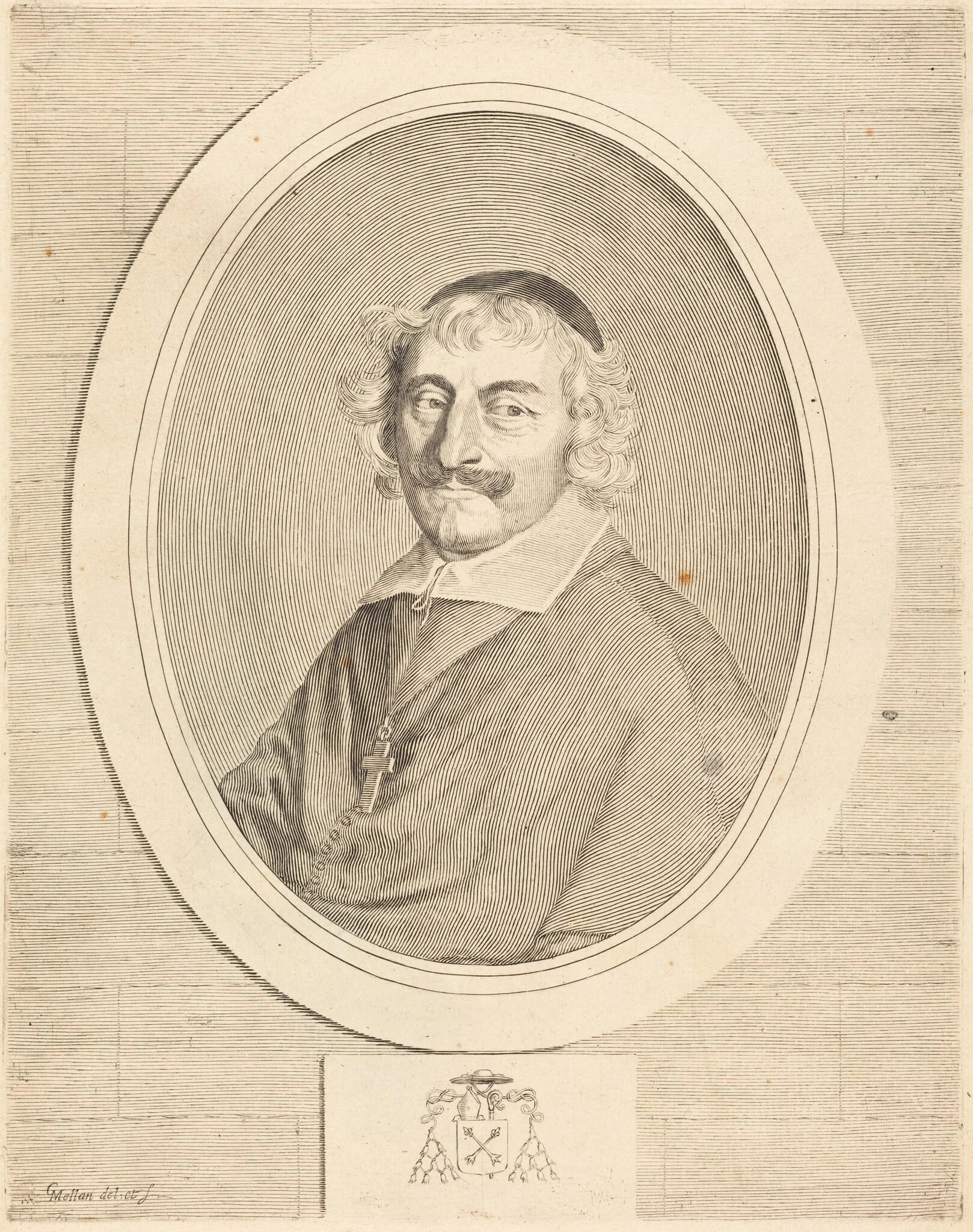 Alphonse III Delbene, Bishop of Orléans, by Claude Mellan, ink, 1643