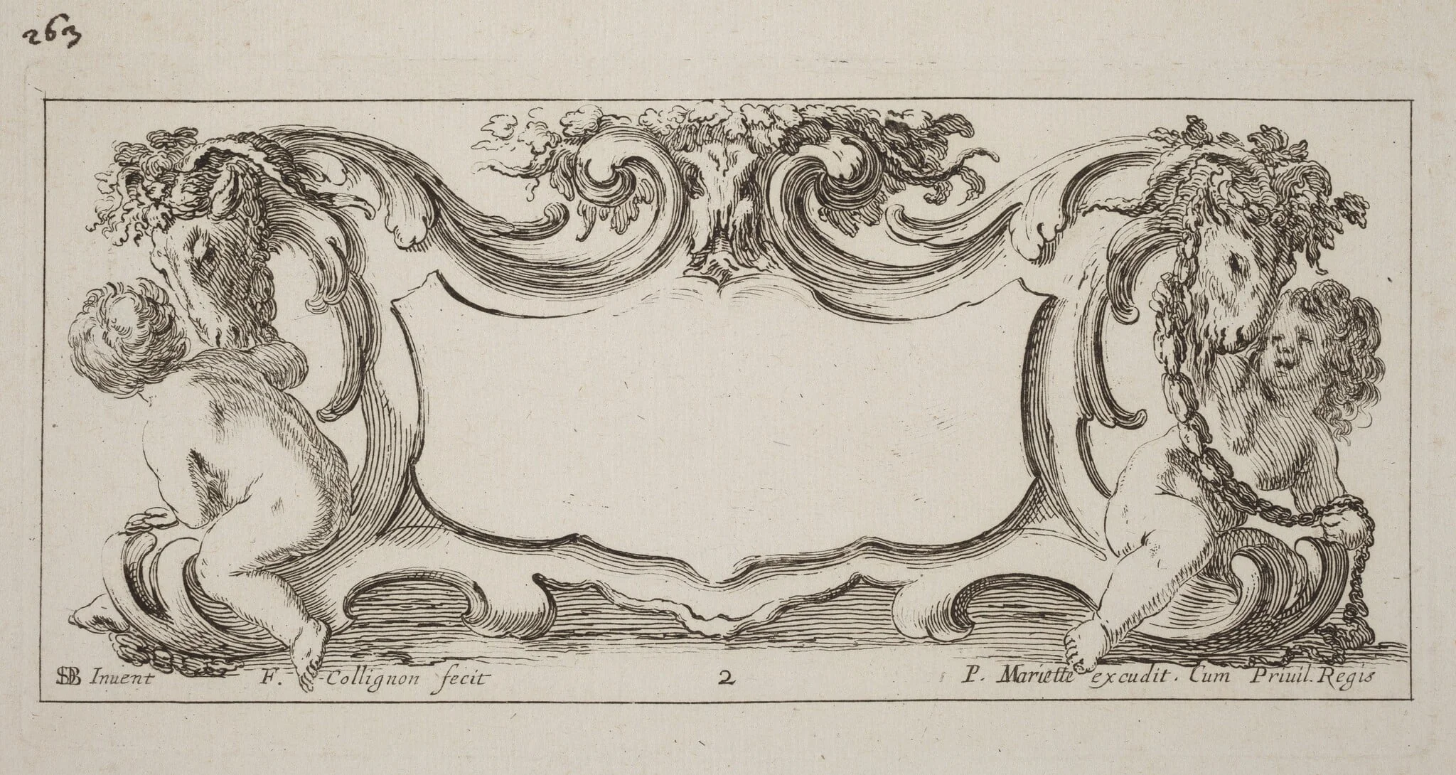 Cartouche, by François Collignon, ink, 1646