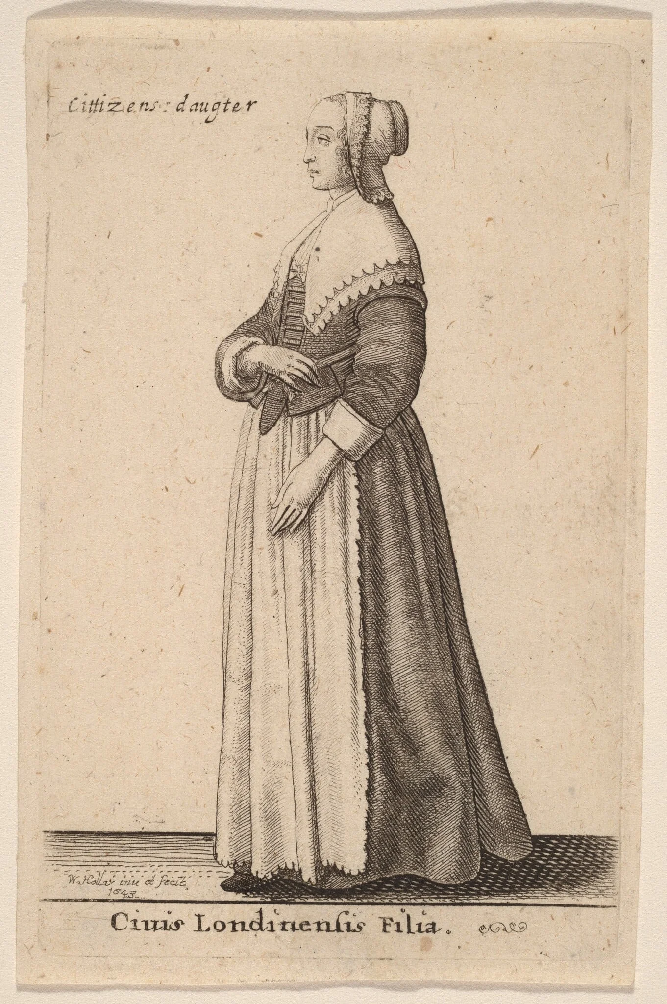 Civis Londinensis Filia, by Wenceslaus Hollar, ink, 1643