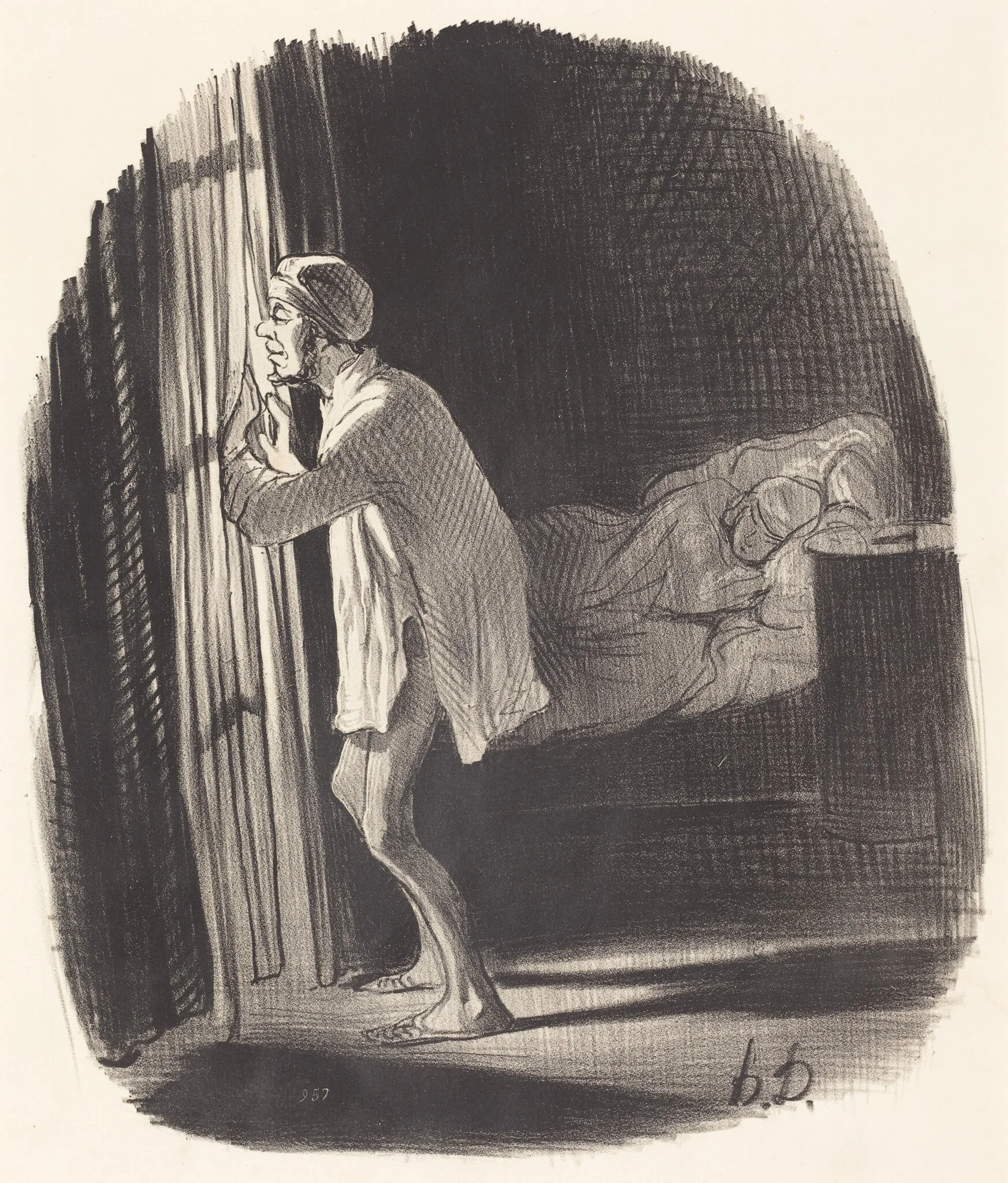Je crois que j'ai entendu chanter un hibou..., by Honoré Daumier, ink, 1847