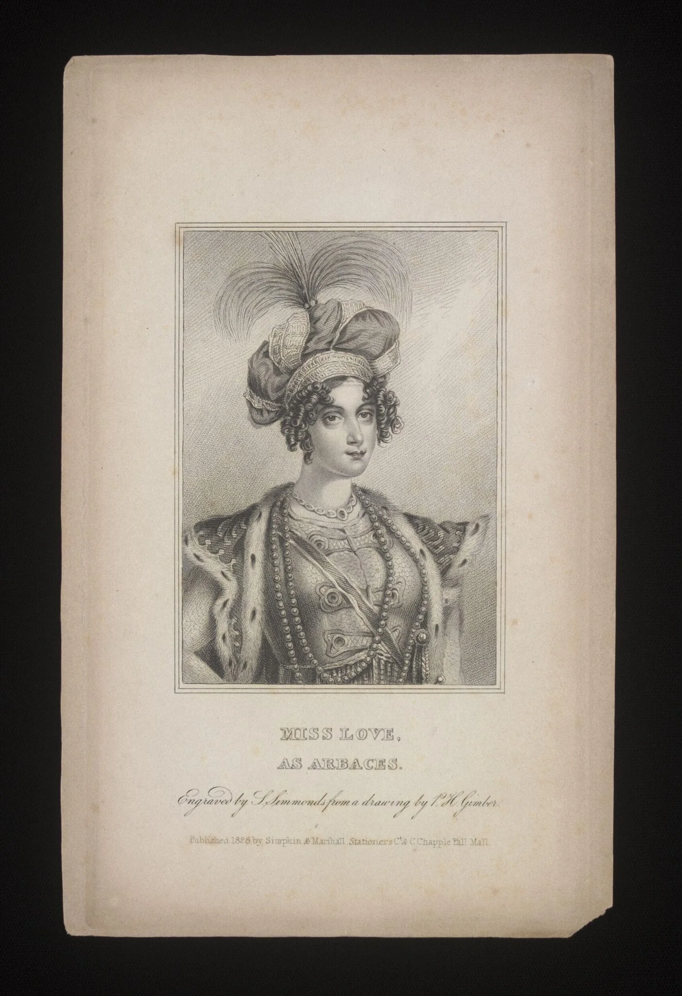Miss Love as Arbaces, by Simmonds, 1828