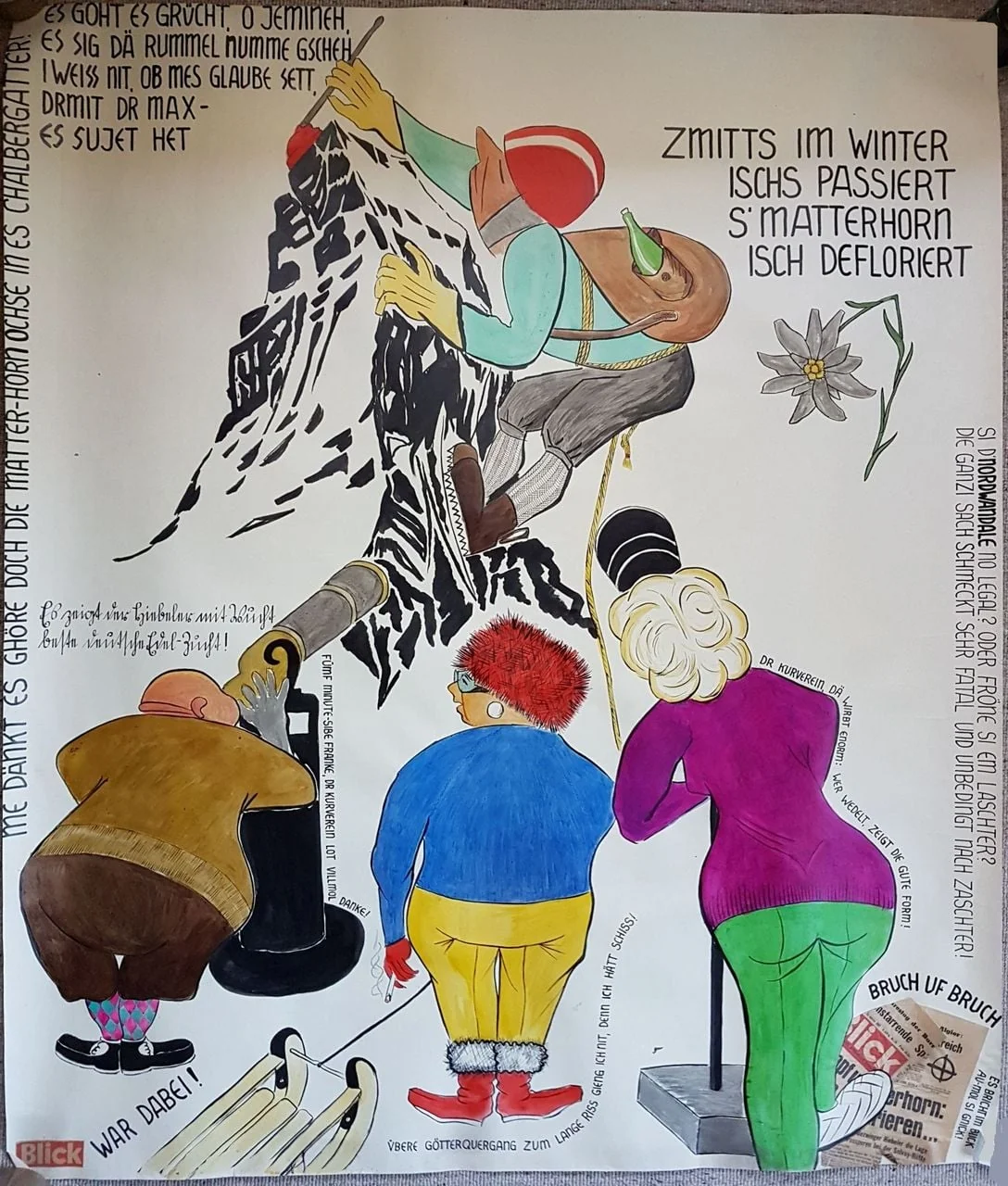 Fasnachtshelge "Matterhorn Wintererstbegehung", by Max Rickenbacher-Hufschmid, 1962
