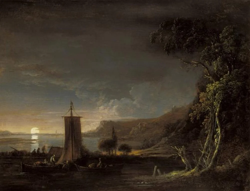 Moonlit river landscape