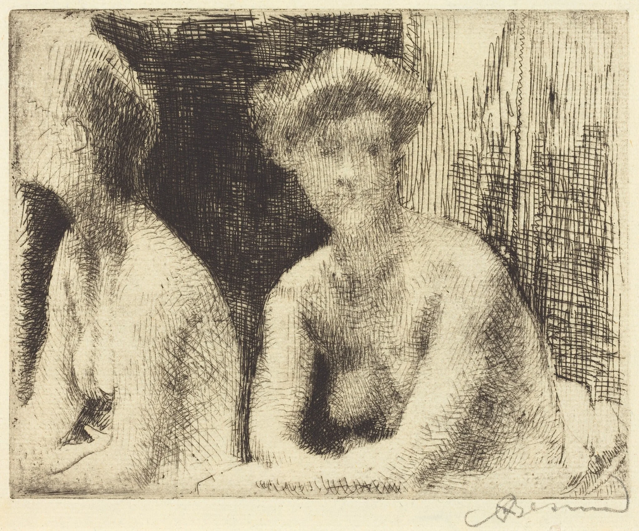 Nude Woman by a Looking Glass (Femme Nue Auprès d'une Glace), by Paul-Albert Besnard, ink, 1889