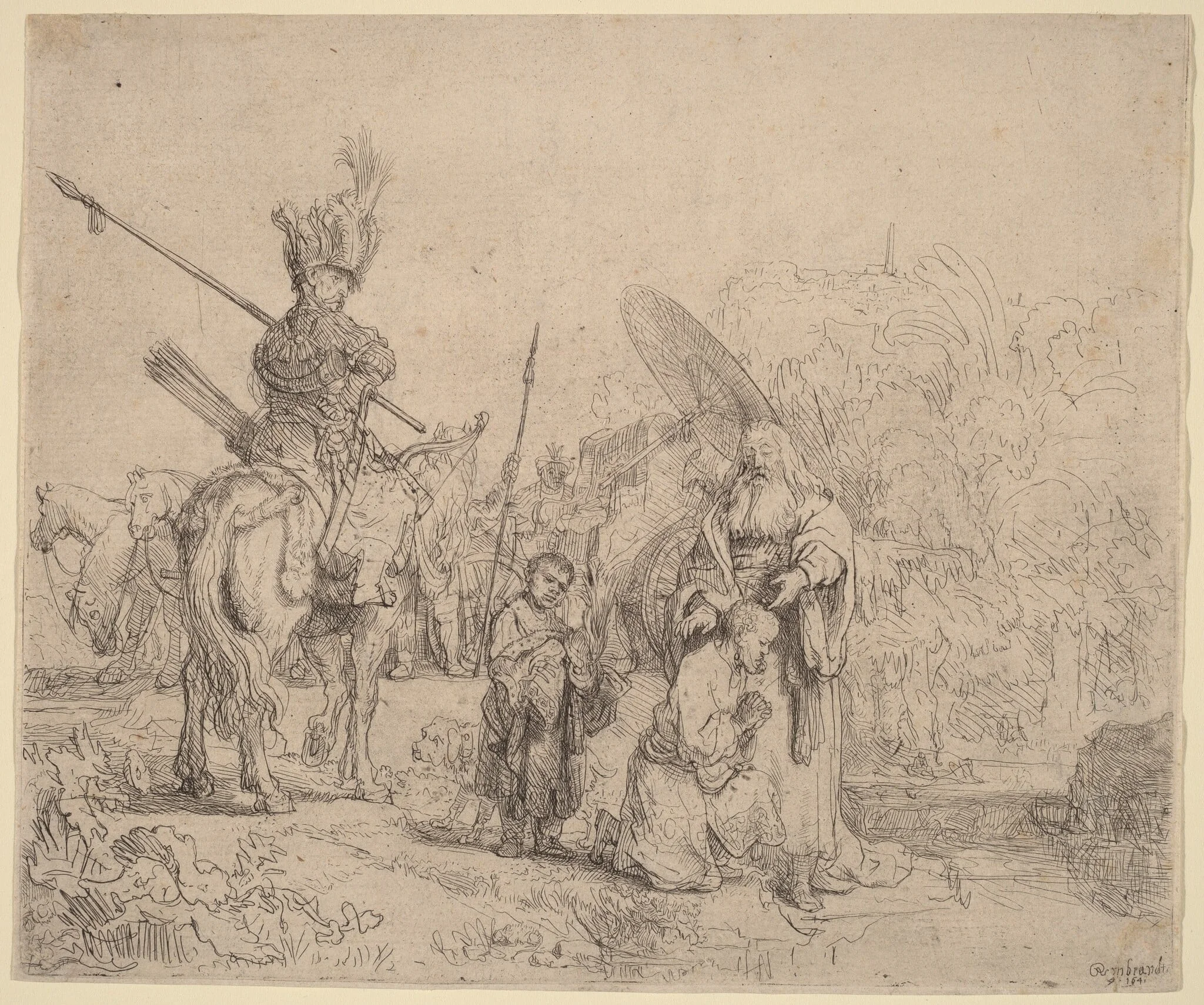 The Baptism of the Eunuch, by Rembrandt, ink, 1641