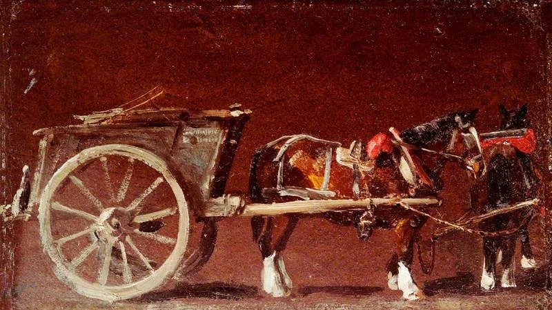 Study of a Cart with Two Horses, by John Constable, unspecified, 1814
