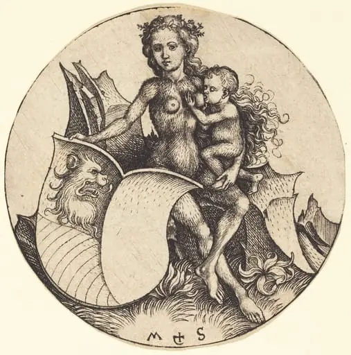 Shield with Lion's Head, Held by Wild Woman