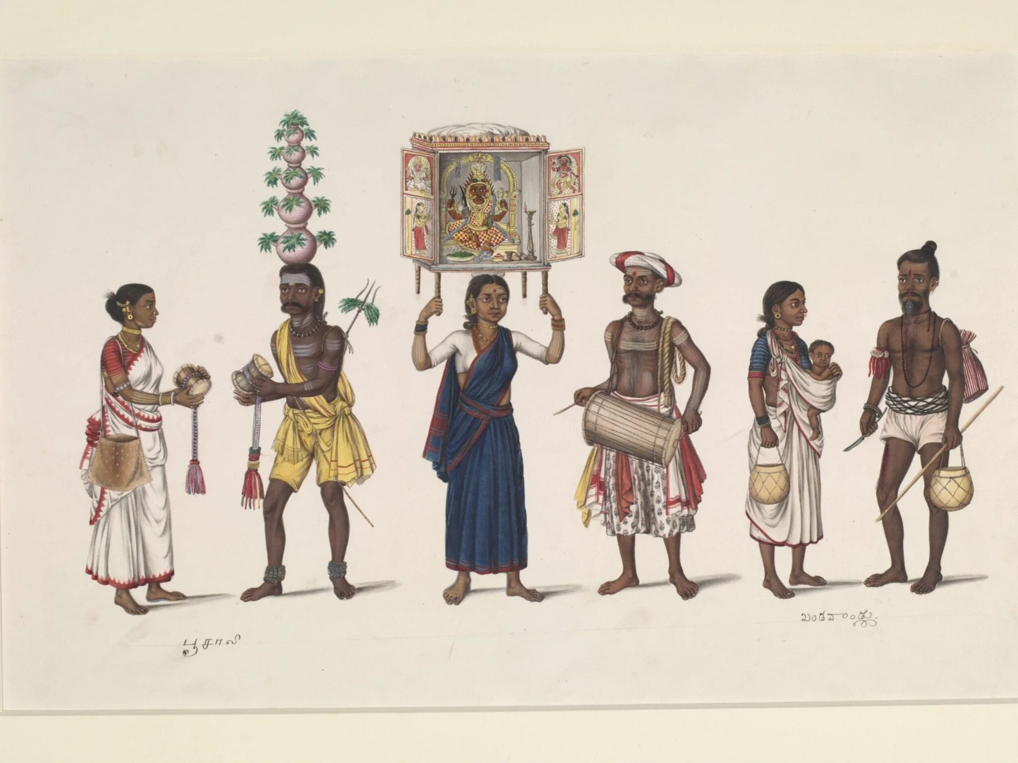 Three South Indian couples, by Unknown, paint, 1830