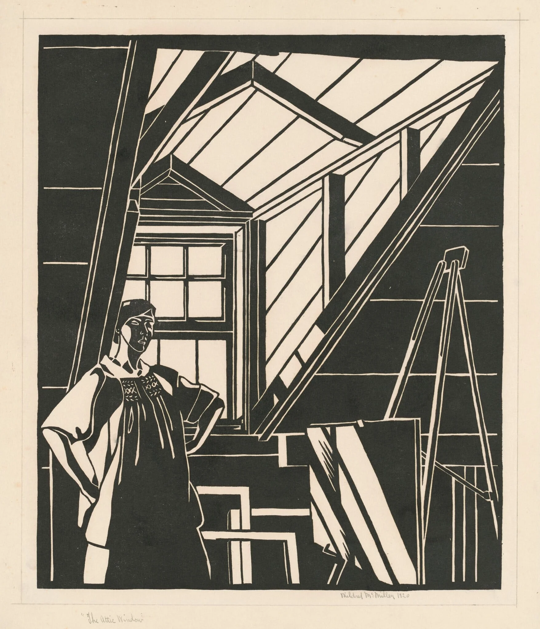 The Attic Window, by Mildred McMillen, ink, 1920