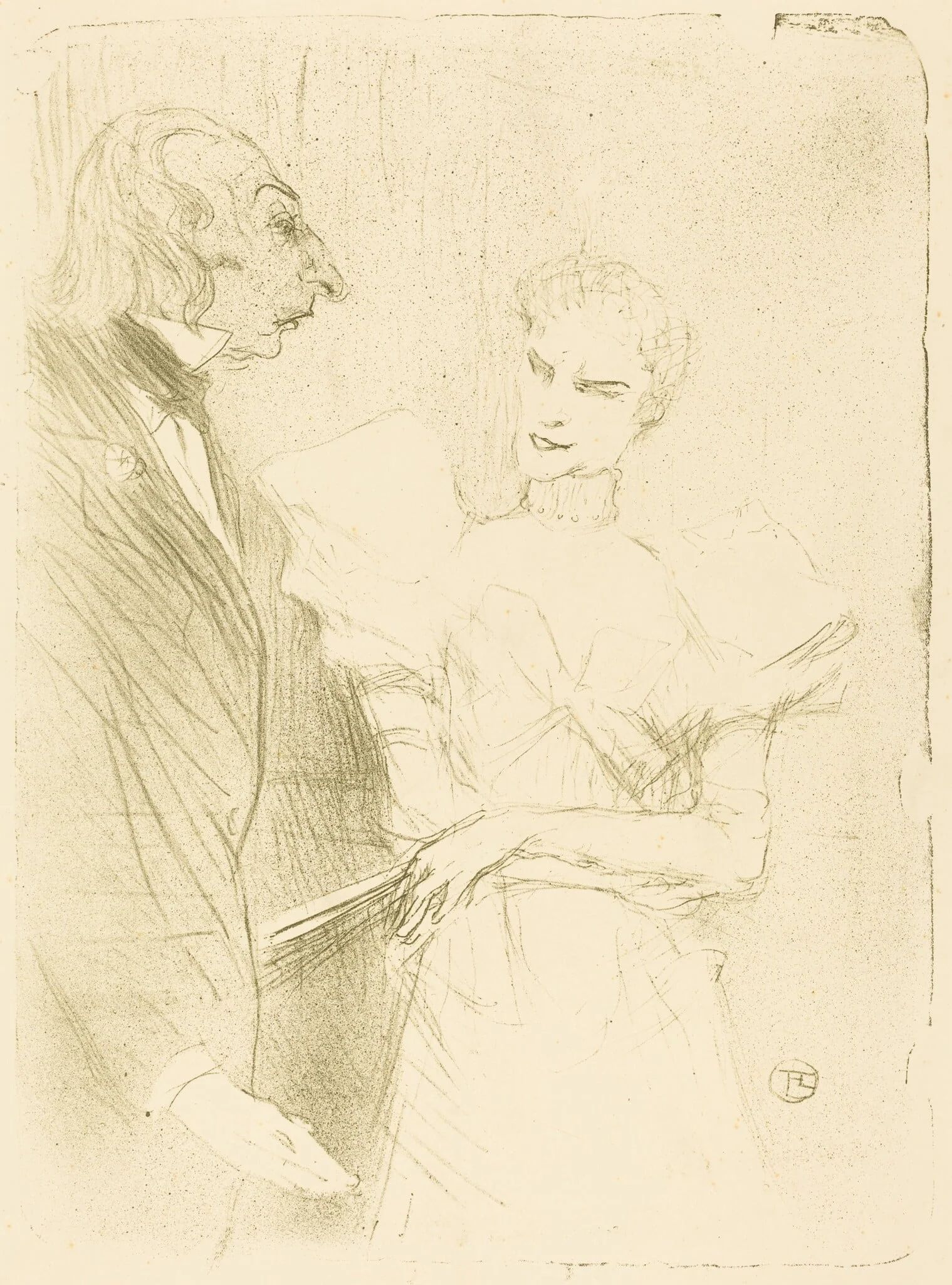 Brandes and Leloir in "Cabotins" (Brandès et Leloir dans "Cabotins"), by Henri de Toulouse-Lautrec, ink, 1894