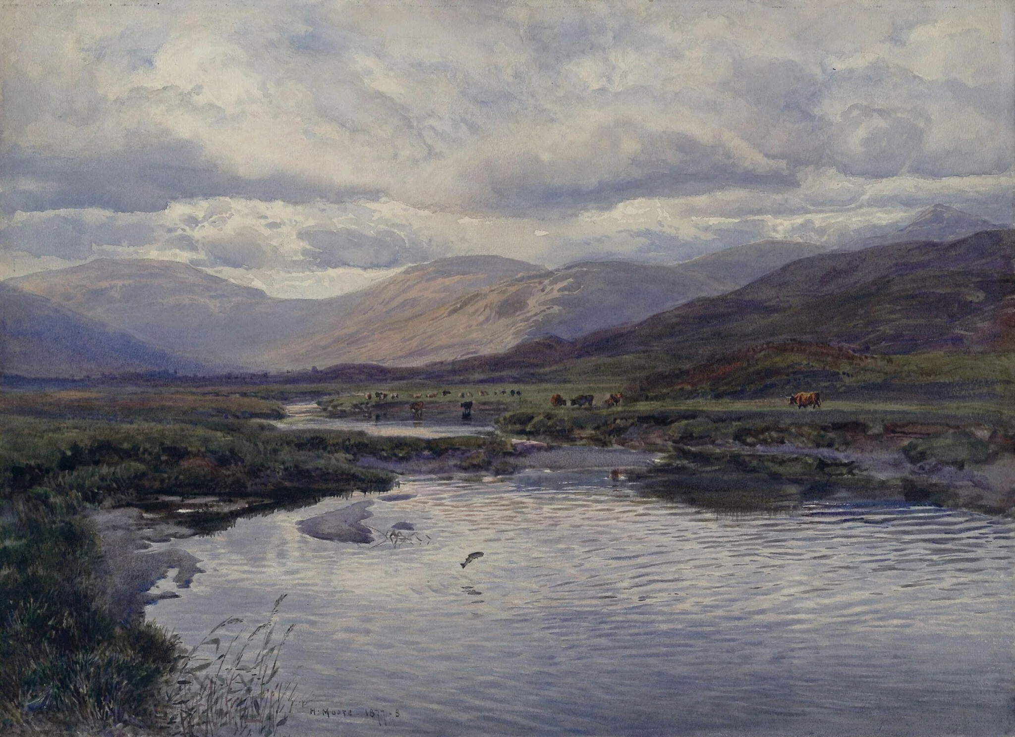 Strath Fillan and the Dochart, Perthshire, by Henry Moore, watercolor, 1877