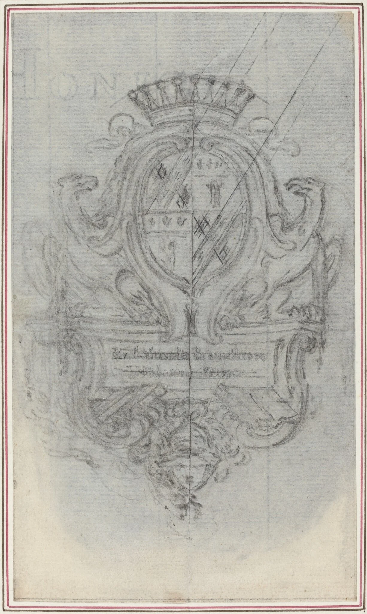 Coat of Arms with Two Eagles, by Hubert François Gravelot, graphite, 1736