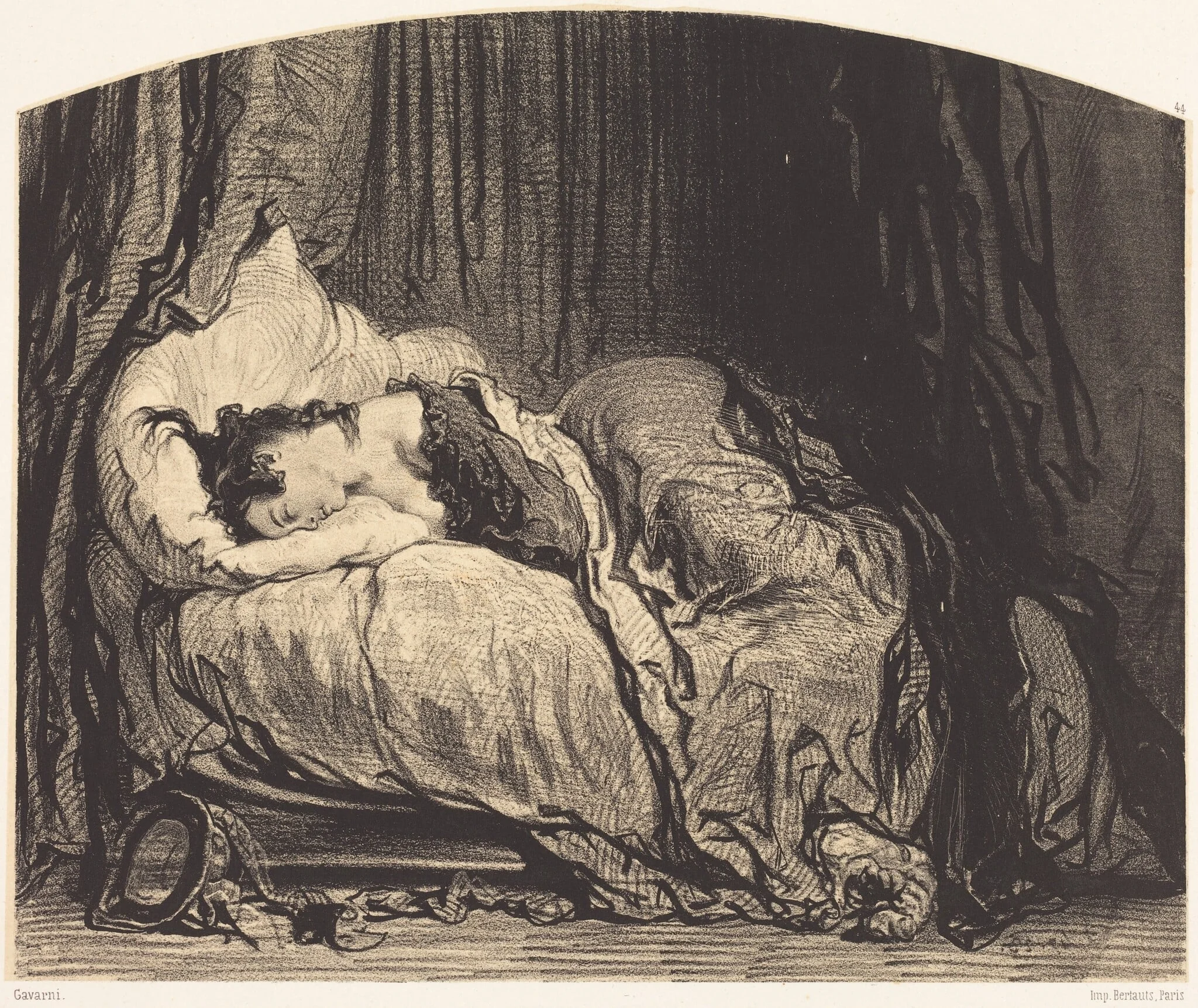 After the Pardon  (Il lui sera beaucoup pardonne parce qu'elle a beaucoup danse), by Paul Gavarni, ink, 1852