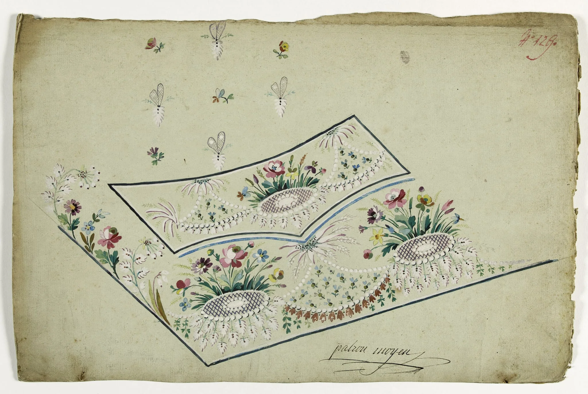 Gilet aux parterres de fleurs, projets de broderies de gilet, XVIIIème siècle, by Anonyme, 1750
