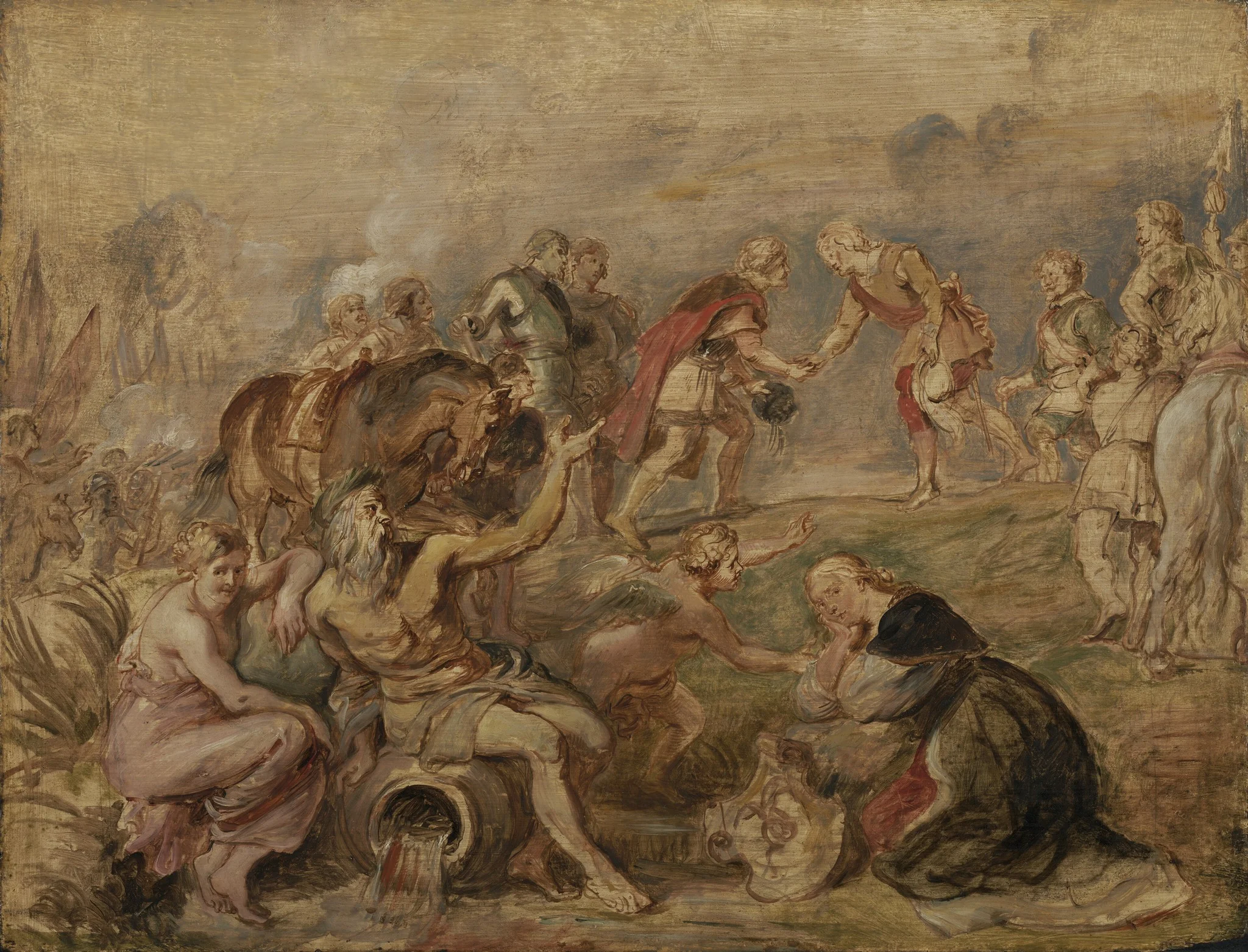 Meeting of King Ferdinand of Hungary and the Cardinal-Infante Ferdinand of Spain at Nördlingen, by Peter Paul Rubens, oil, 1635
