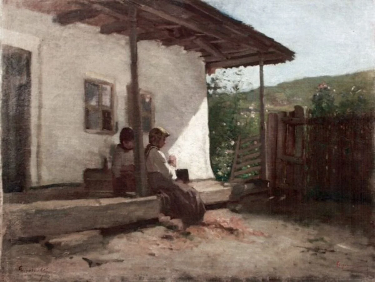 Pe prispă, by Nicolae Grigorescu, unspecified, 1850