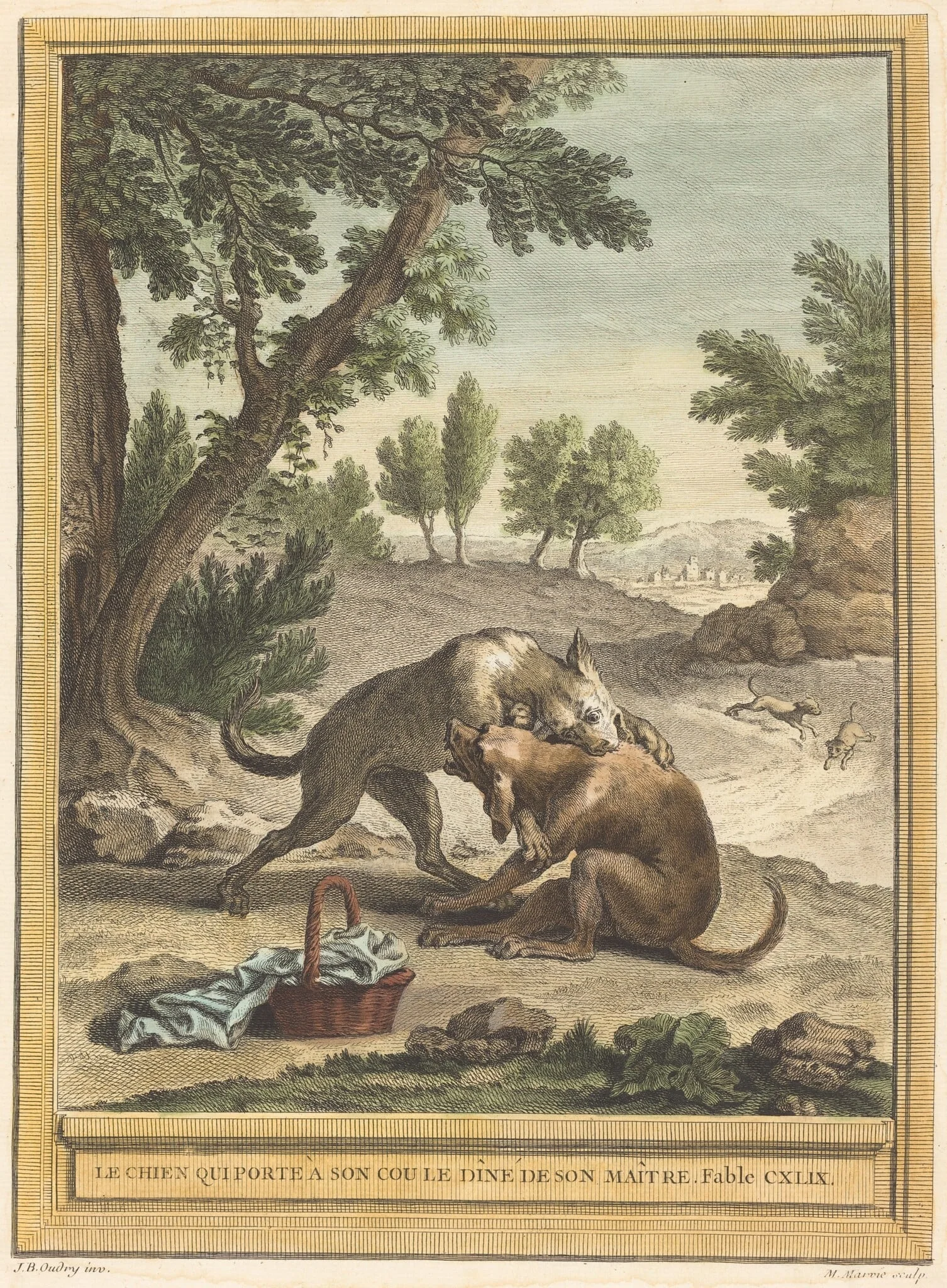 Le chien qui porte a son cou le diner de son maitre (The Dog Carrying His Master's Supper), by Martin Marvie, ink, 1756
