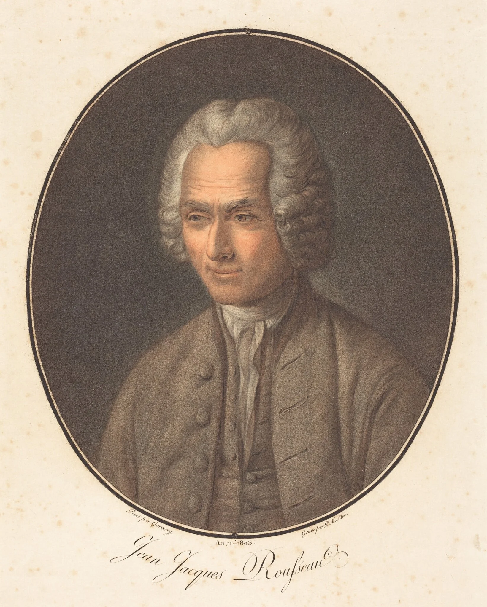 Jean Jacques Rousseau, by Pierre-Michel Alix, ink, 1791
