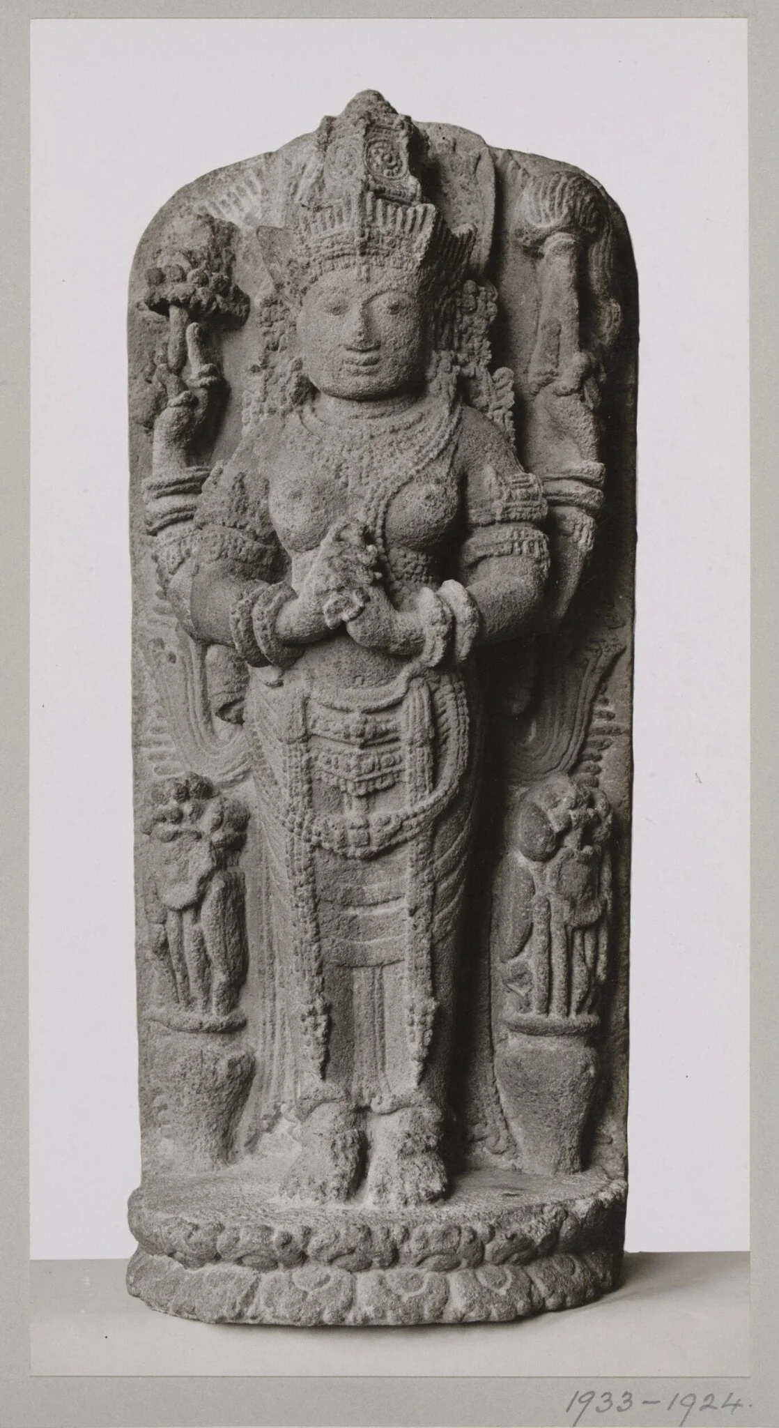East Javanese volcanic rock sculpture, relief figure of Umā, early 15th century, V&A Museum, London, by Unknown, photographic, 1924
